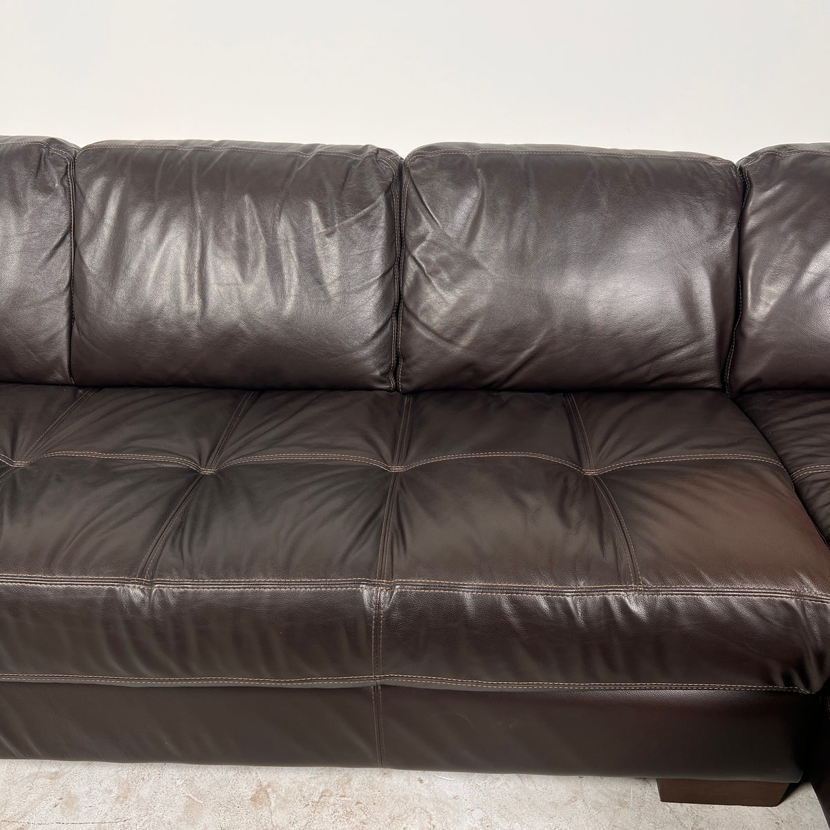 Chateau d'ax Leather Sectional. Italian L shaped sofa couch. Delivery available