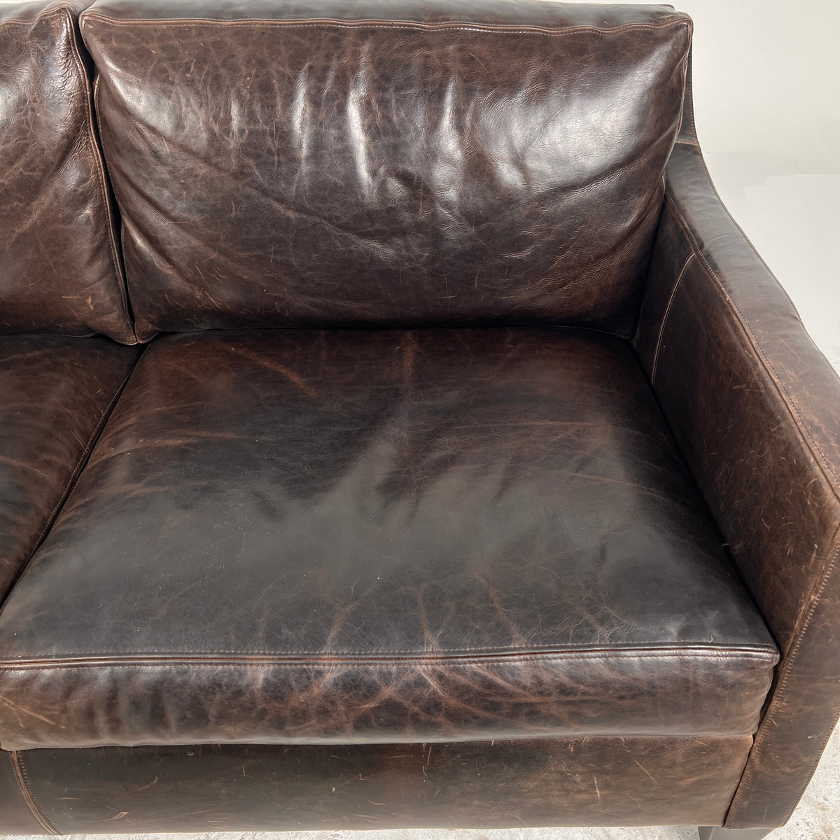 Ethan Allen Leather Loveseat. Distressed leather sofa couch. Delivery available
