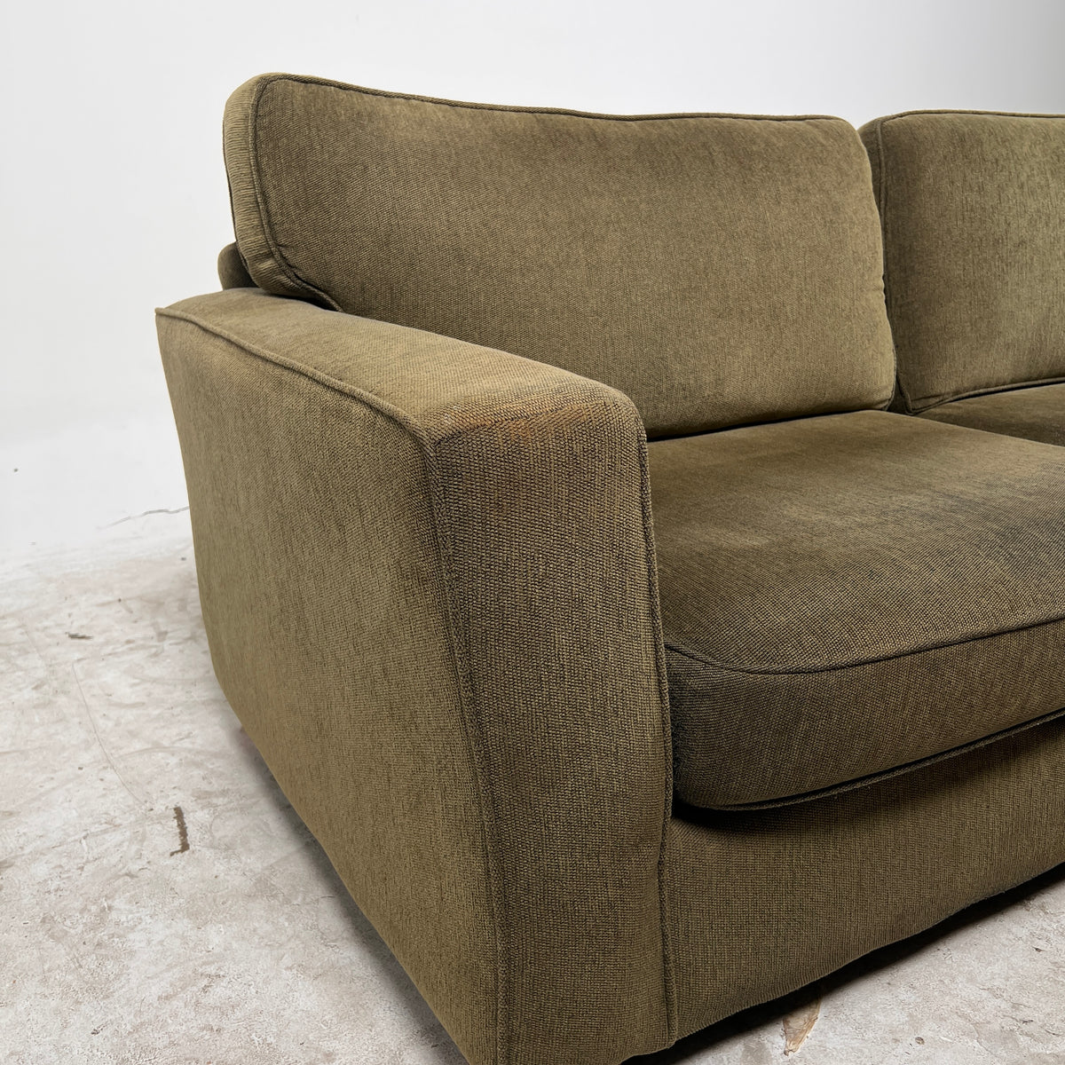Green 3 seater couch. sofa $150 bucks. We can deliver