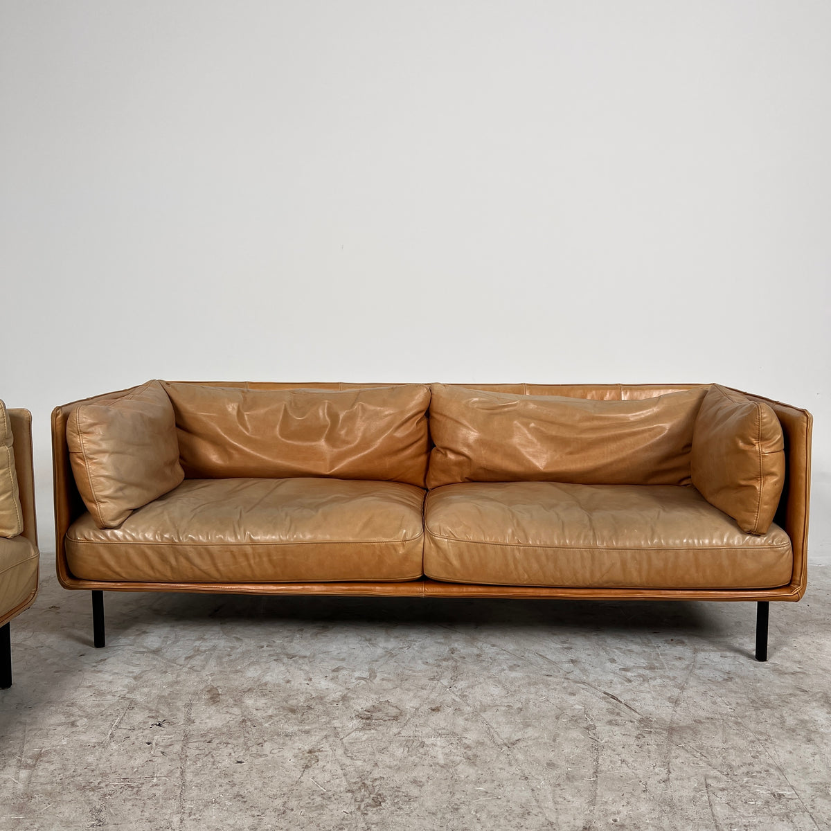 Crate and Barrel Leather Sofa set. 3+2 Cognac leather set. Delivery available