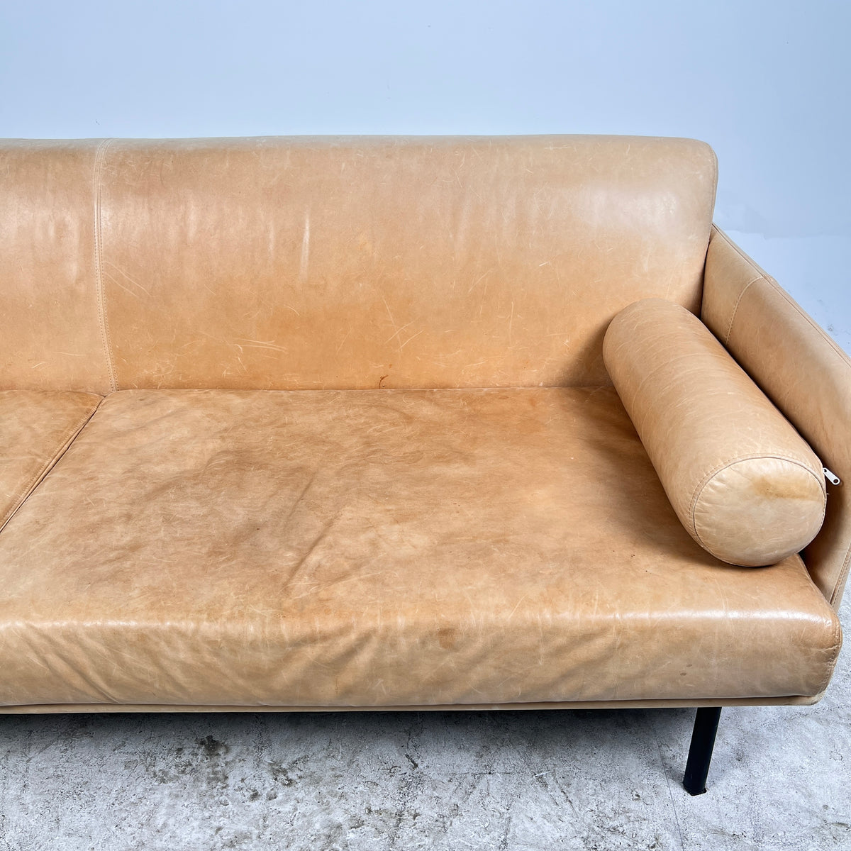 Gus Cognac leather Sofa Couch. Aniline leather 3 seater couch. Delivery available