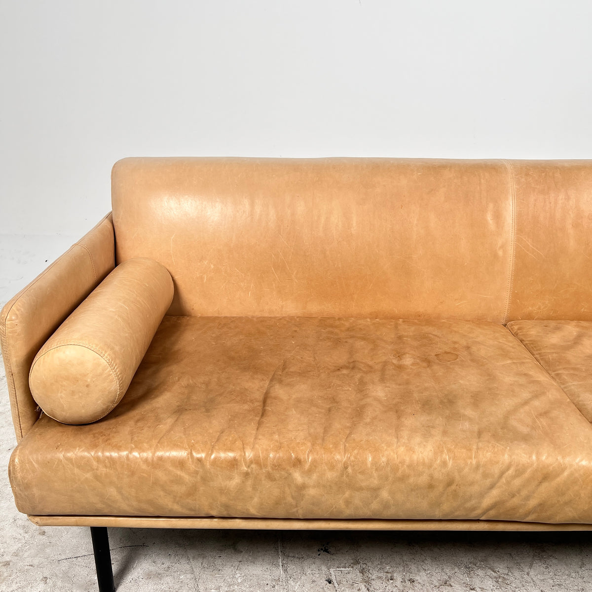 Gus Cognac leather Sofa Couch. Aniline leather 3 seater couch. Delivery available