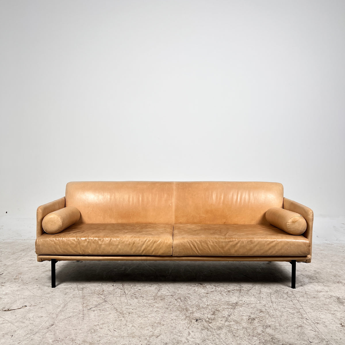 Gus Cognac leather Sofa Couch. Aniline leather 3 seater couch. Delivery available