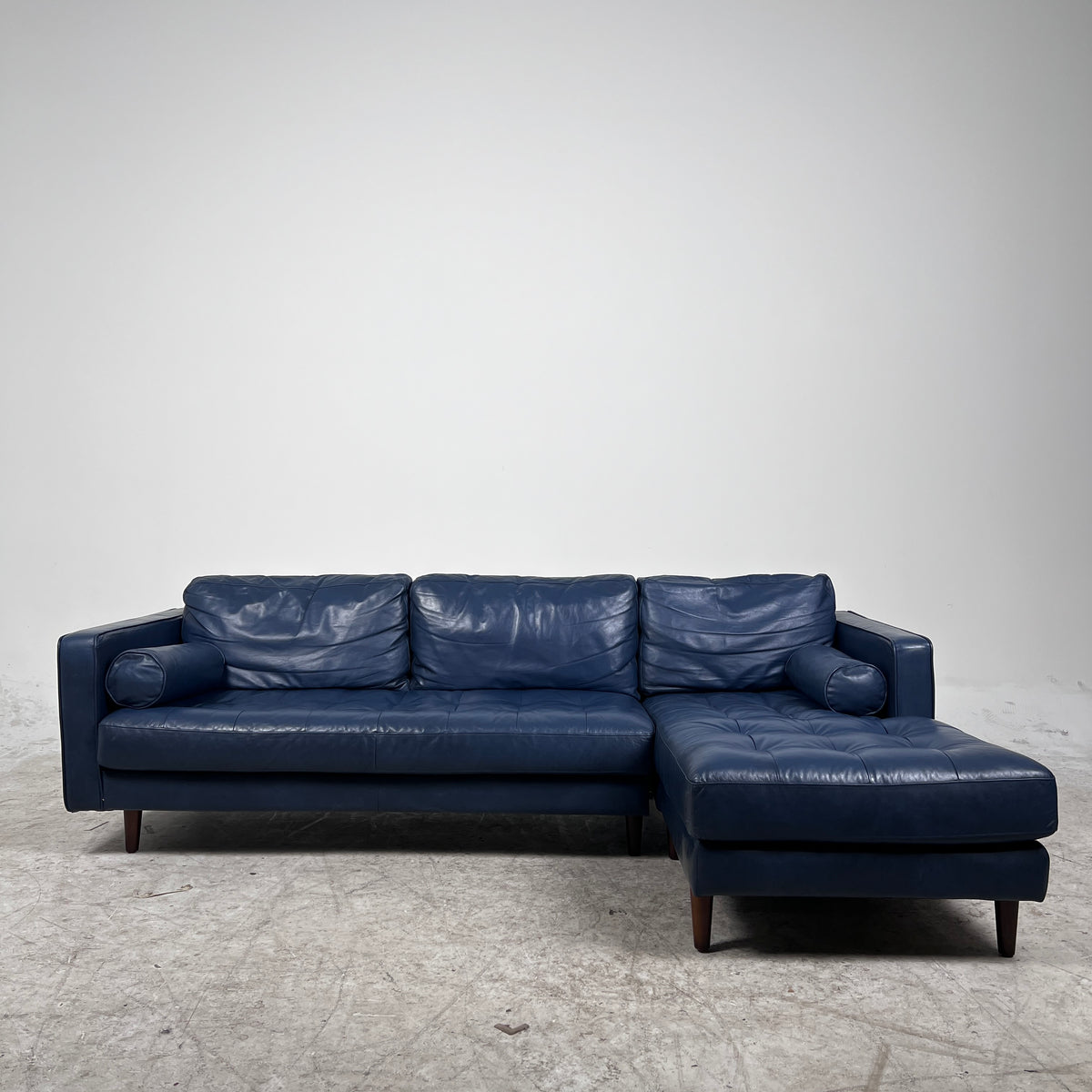 Article Sven Leather Sectional. Blue L shaped sofa couch. Delivery available