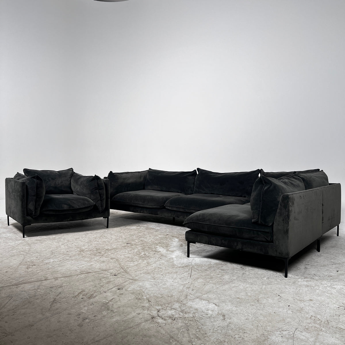 Kode Velvet Sectional. High end L shaped sofa couch. delivery available