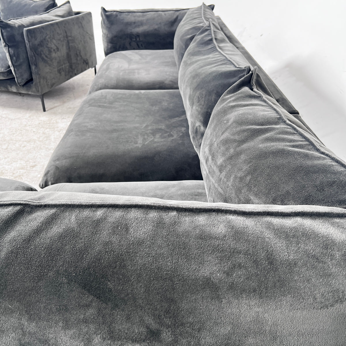 Kode Velvet Sectional. High end L shaped sofa couch. delivery available