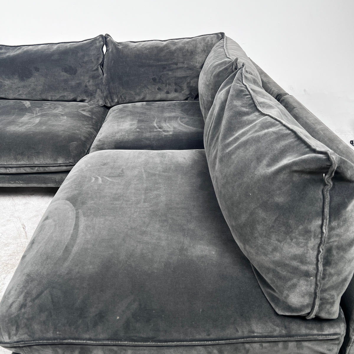 Kode Velvet Sectional. High end L shaped sofa couch. delivery available