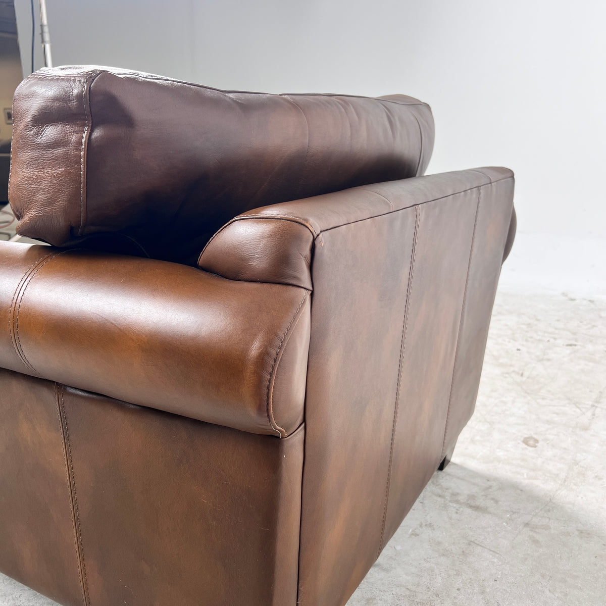 Genuine Leather Armchair. Rolled arms cigar style chair. delivery available