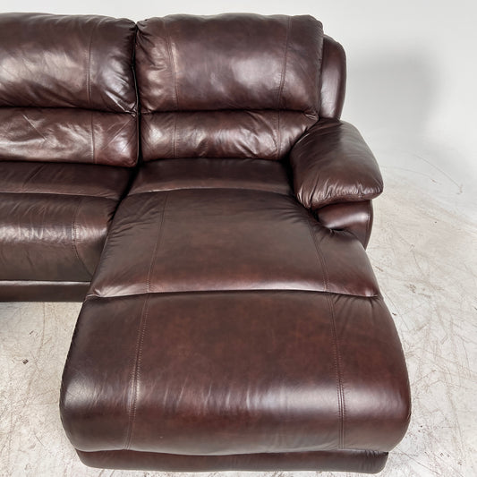 Genuine Leather Recliner Sectional. brown L shaped sofa couch