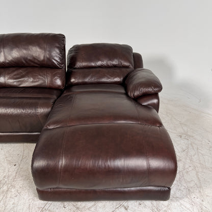Genuine Leather Recliner Sectional. brown L shaped sofa couch