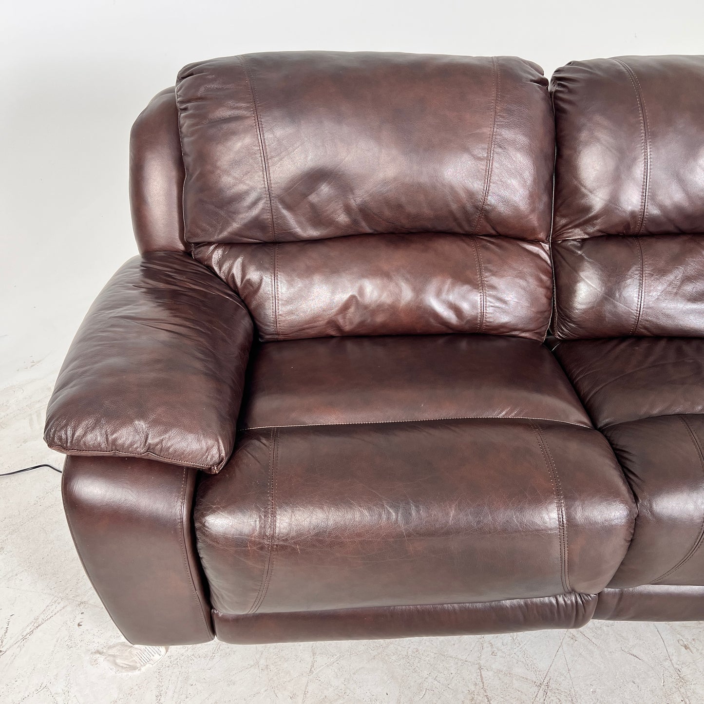 Genuine Leather Recliner Sectional. brown L shaped sofa couch