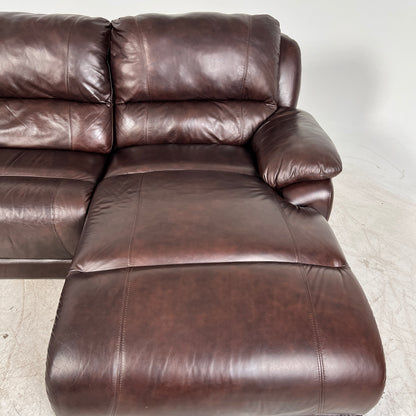 Genuine Leather Recliner Sectional. brown L shaped sofa couch