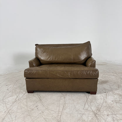 Pottery Barn Oversized leather chair. Giant vintage chair.