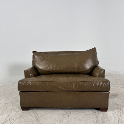 Pottery Barn Oversized leather chair. Giant vintage chair.