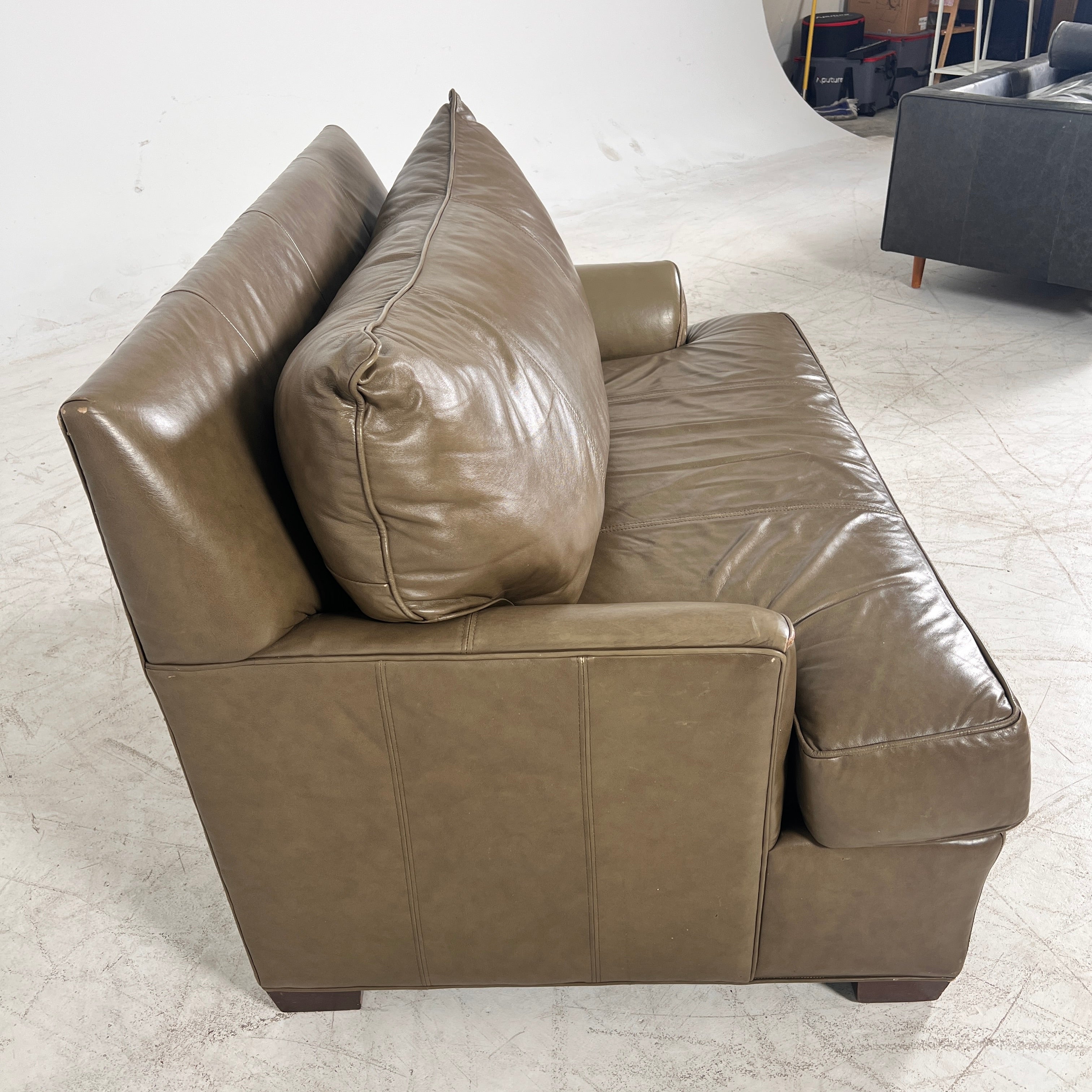Pottery Barn Oversized leather chair. Giant vintage chair.