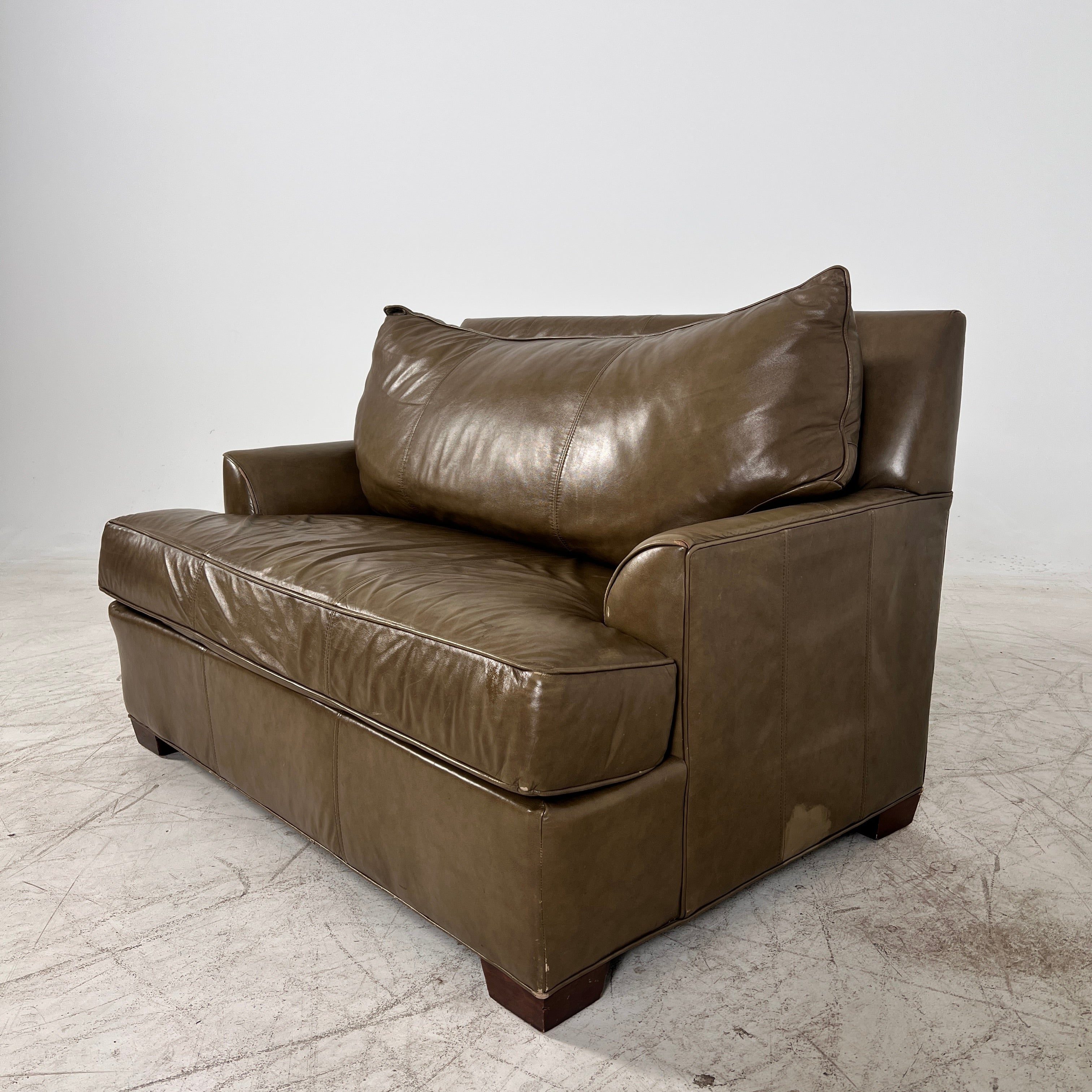 Pottery Barn Oversized leather chair. Giant vintage chair.