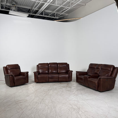 ower Reclining Sofa set. Leather 3+2+1 reclining couch set.
