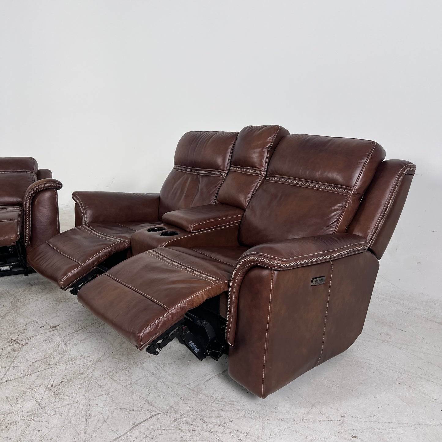 ower Reclining Sofa set. Leather 3+2+1 reclining couch set.