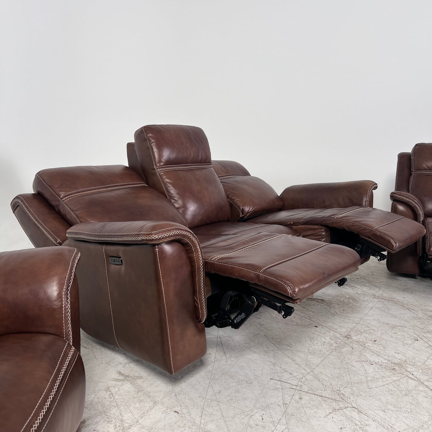 ower Reclining Sofa set. Leather 3+2+1 reclining couch set.