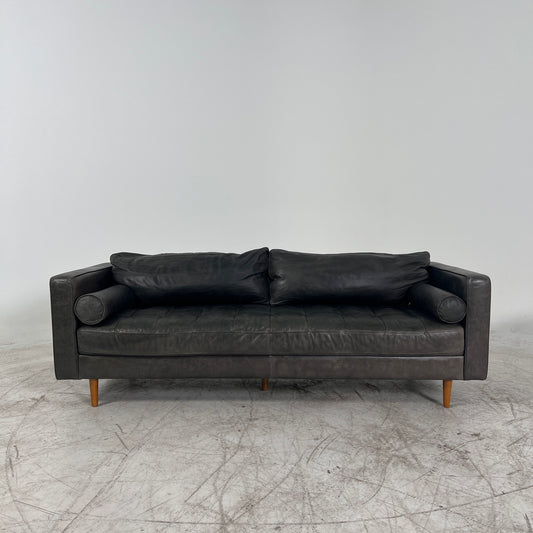 Mid century Structube Kinsey sofa. Distressed leather couch. delivery available