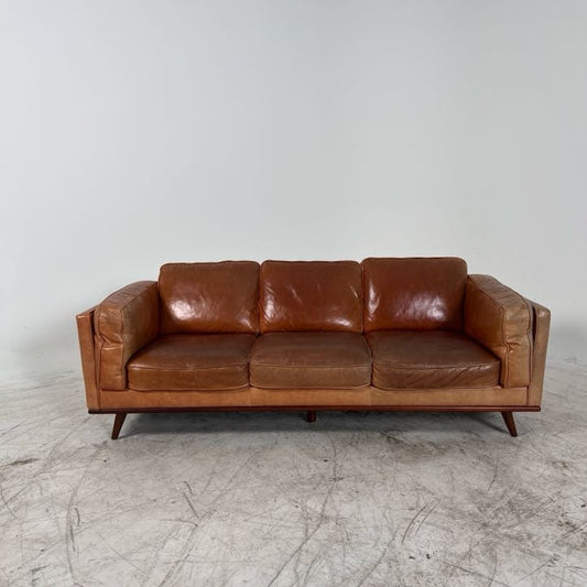MCM Leather Sofa couch. Structube Rowan leather sofa.