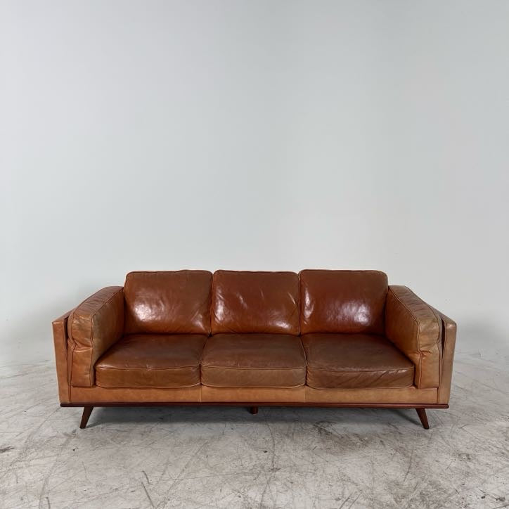 MCM Leather Sofa couch. Structube Rowan leather sofa.