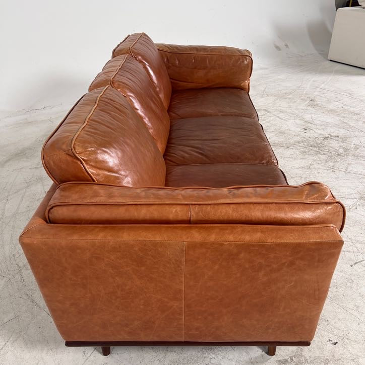 MCM Leather Sofa couch. Structube Rowan leather sofa.