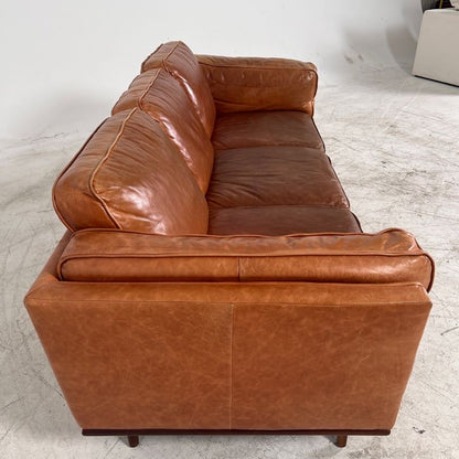MCM Leather Sofa couch. Structube Rowan leather sofa.