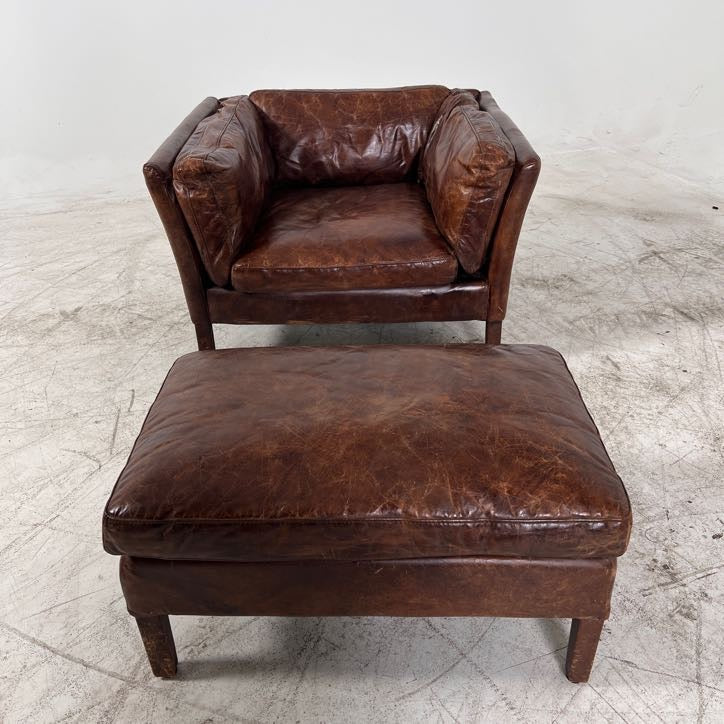 Restoration Hardware Soderham Chair + ottoman. RH Armchair.
