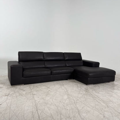 Full Grain Leather Sectional. Extendable L shaped sofa couch. Delivery available.
