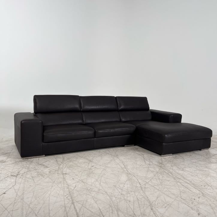 Full Grain Leather Sectional. Extendable L shaped sofa couch. Delivery available.