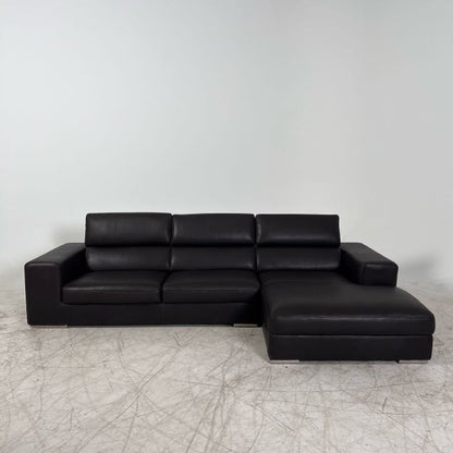 Full Grain Leather Sectional. Extendable L shaped sofa couch. Delivery available.