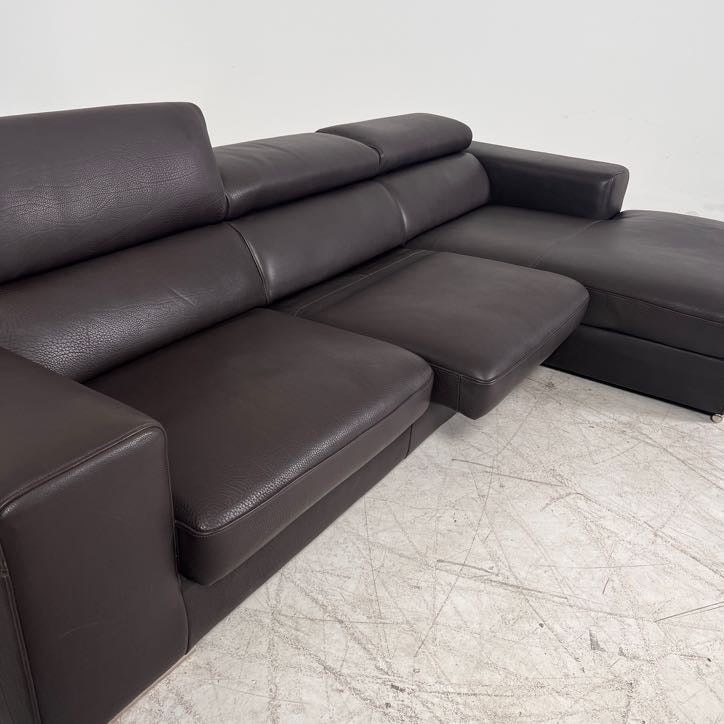 Full Grain Leather Sectional. Extendable L shaped sofa couch. Delivery available.
