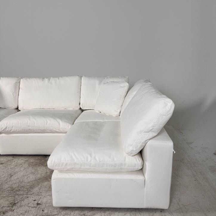 New Moe's Terra White modular cloud sectional. L shaped sofa couch.