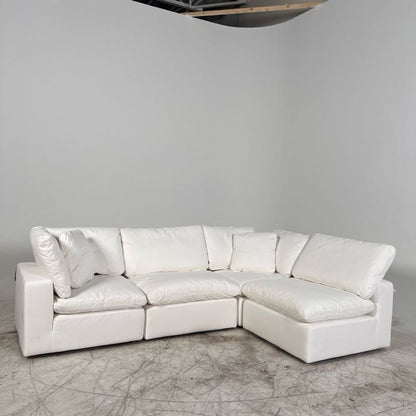 New Moe's Terra White modular cloud sectional. L shaped sofa couch.