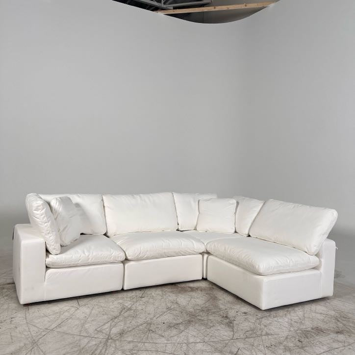 New Moe's Terra White modular cloud sectional. L shaped sofa couch.