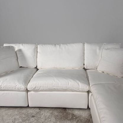New Moe's Terra White modular cloud sectional. L shaped sofa couch.