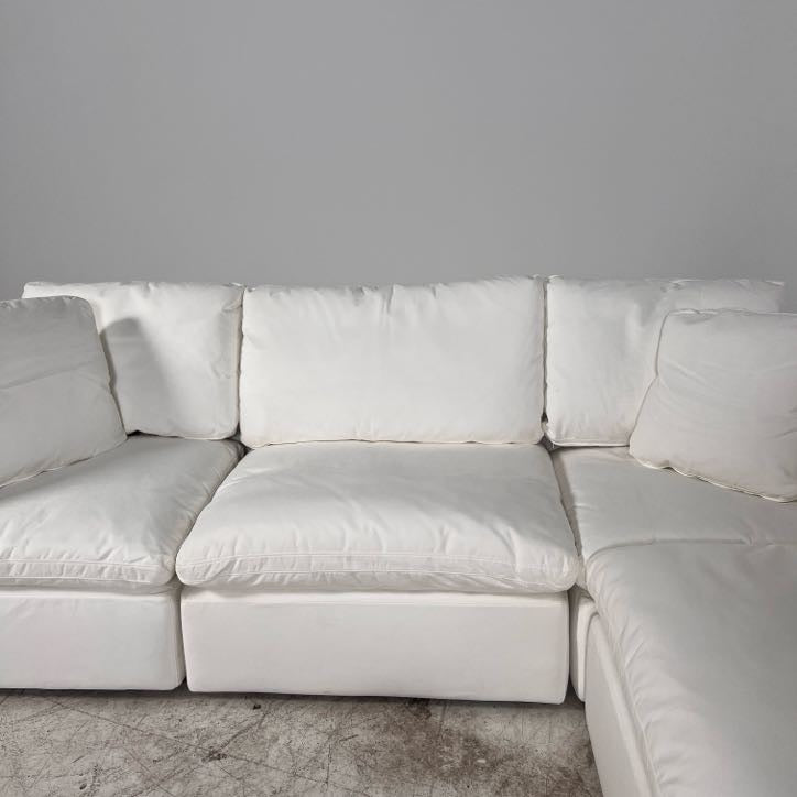 New Moe's Terra White modular cloud sectional. L shaped sofa couch.