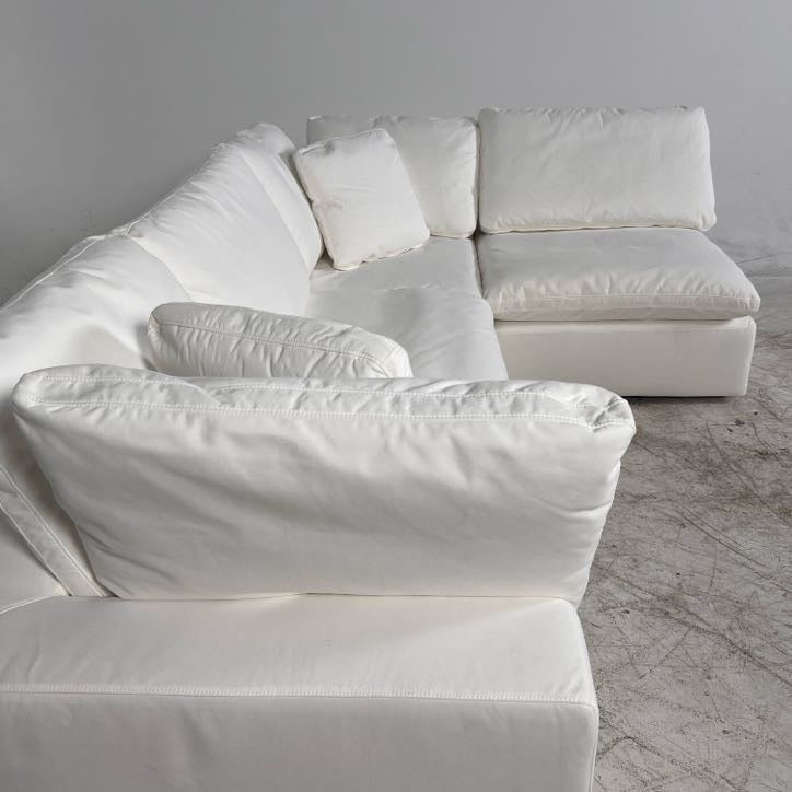 New Moe's Terra White modular cloud sectional. L shaped sofa couch.