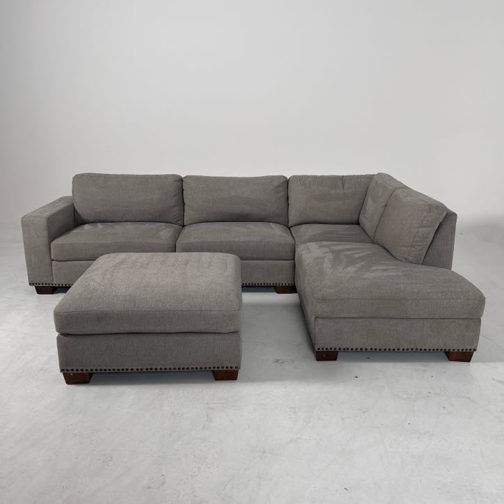 Thomasville Sectional + ottoman. Costco L shaped sofa couch.