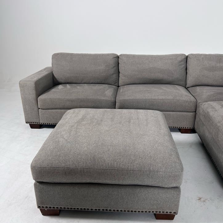 Thomasville Sectional + ottoman. Costco L shaped sofa couch.