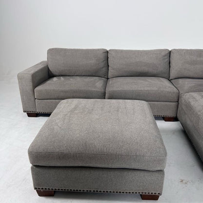 Thomasville Sectional + ottoman. Costco L shaped sofa couch.