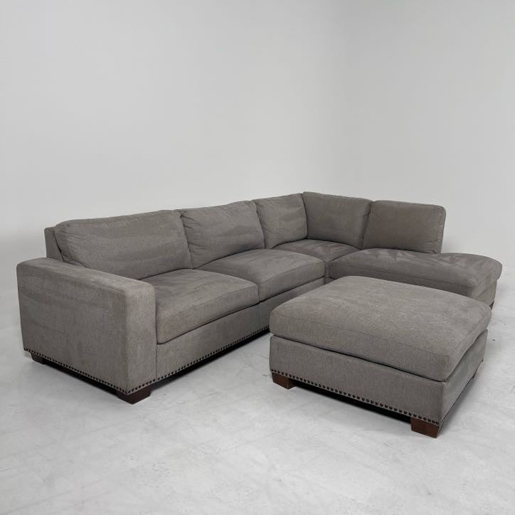 Thomasville Sectional + ottoman. Costco L shaped sofa couch.