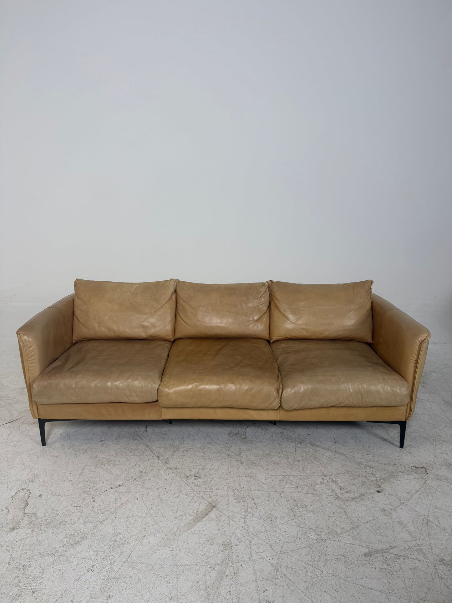 Mercana Leather Sofa. 3 seater Caramel Couch. Delivery available