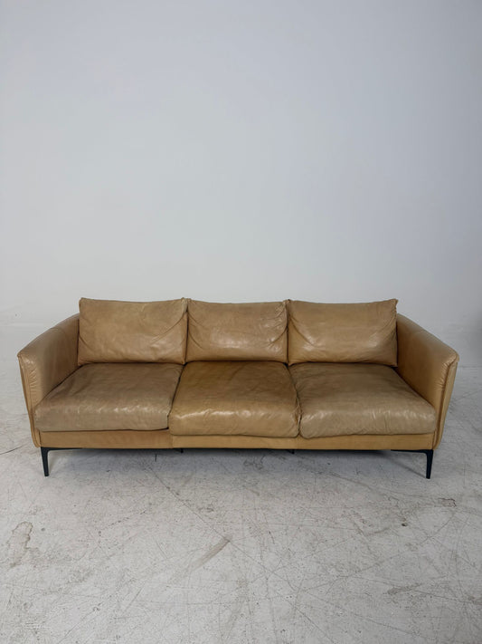 Mercana Leather Sofa. 3 seater Caramel Couch. Delivery available