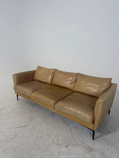 Mercana Leather Sofa. 3 seater Caramel Couch. Delivery available