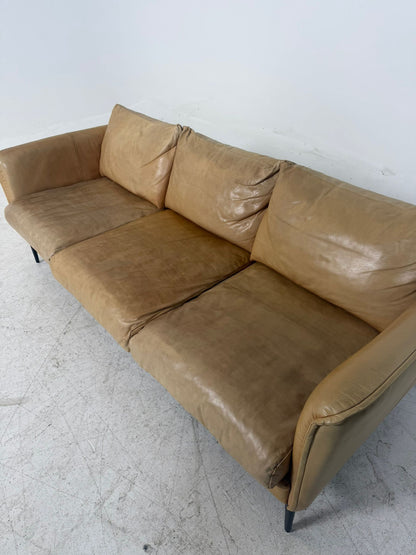 Mercana Leather Sofa. 3 seater Caramel Couch. Delivery available