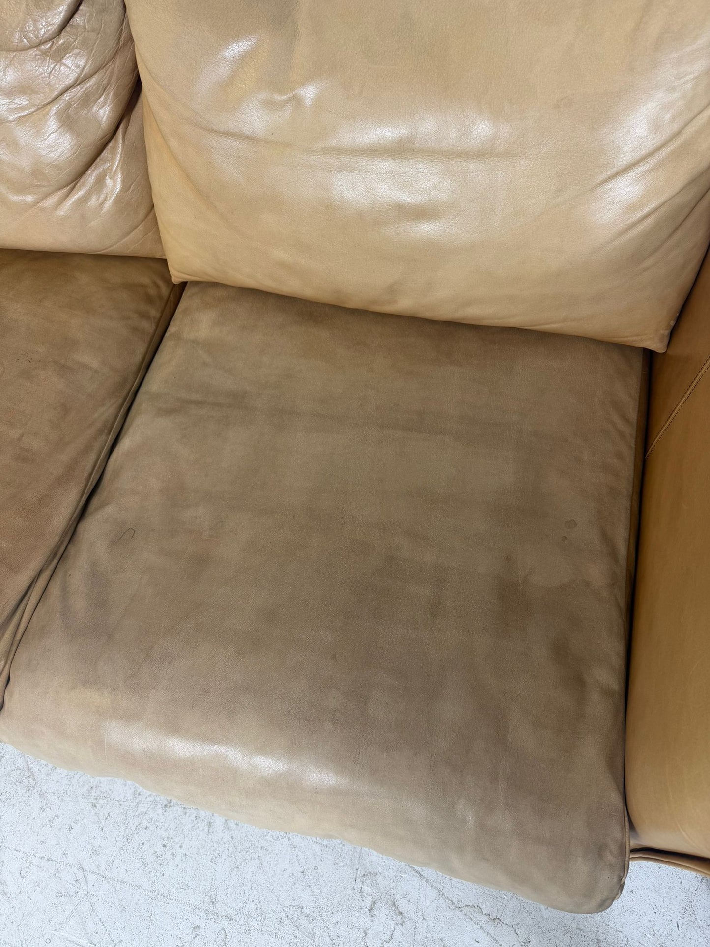 Mercana Leather Sofa. 3 seater Caramel Couch. Delivery available