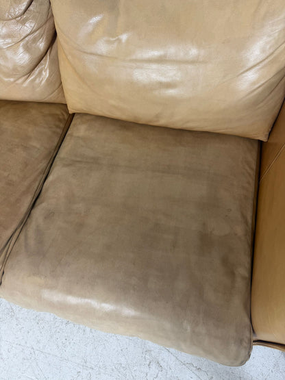 Mercana Leather Sofa. 3 seater Caramel Couch. Delivery available