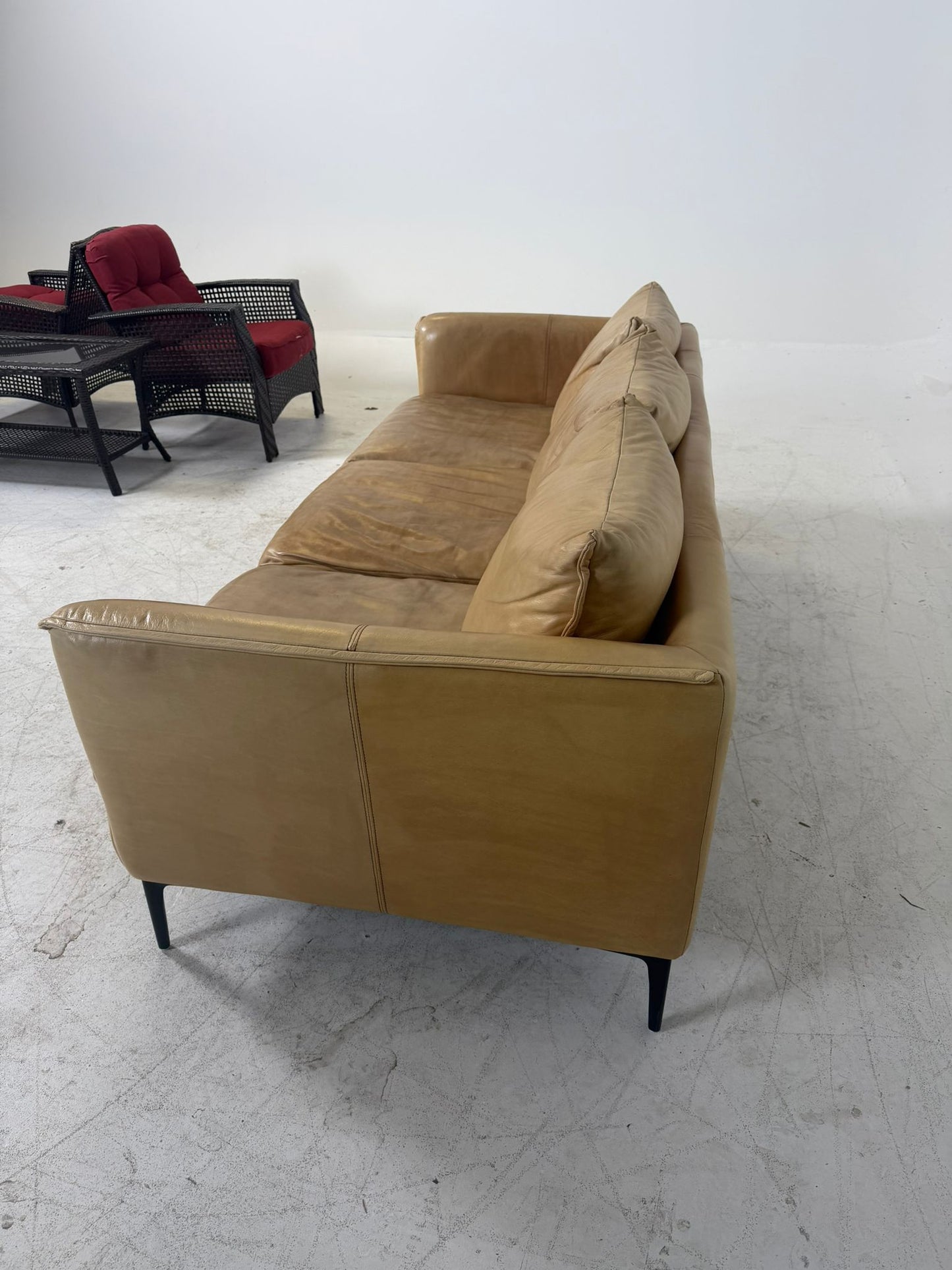 Mercana Leather Sofa. 3 seater Caramel Couch. Delivery available